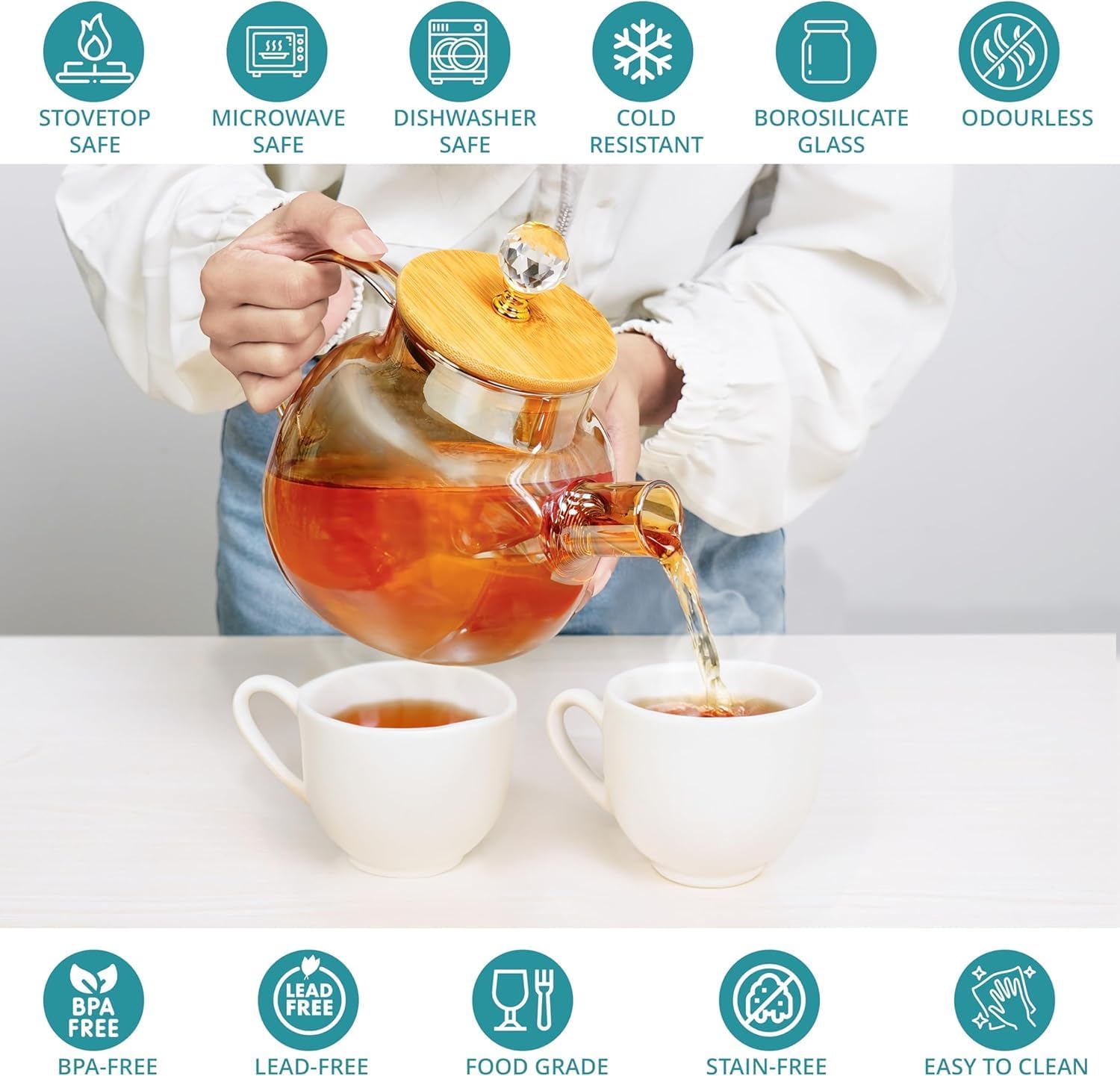 Drinkware Co Borosilicate Glass Tea Kettle